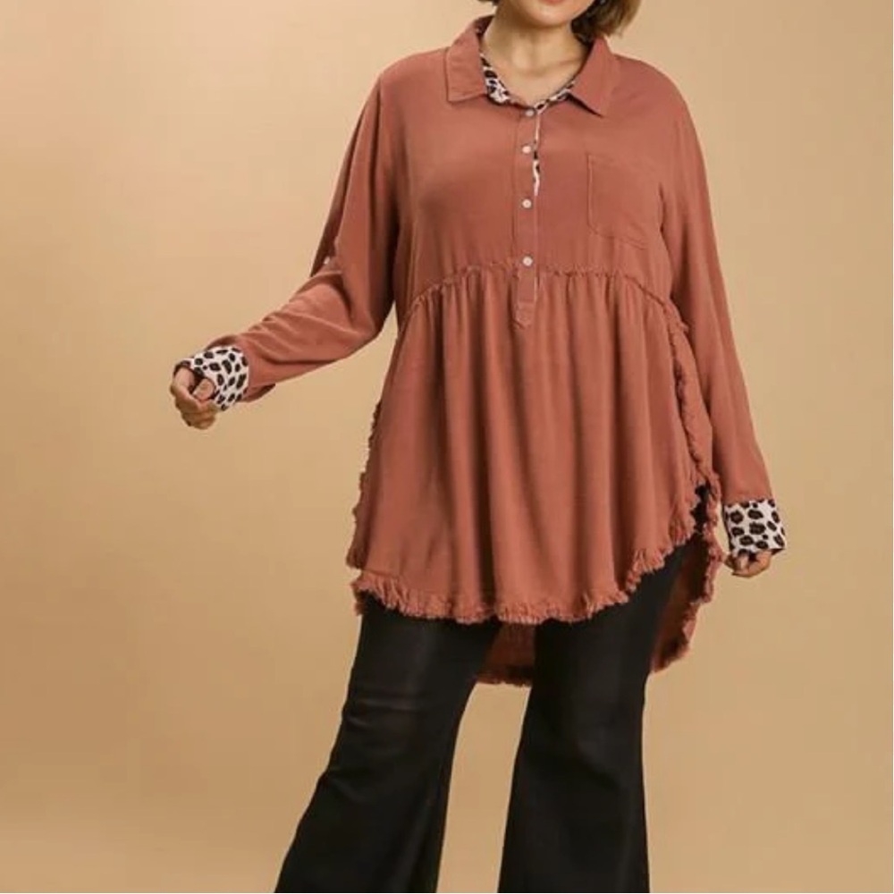 Umgee leopard print trim tunic dress - Picture 15 of 15